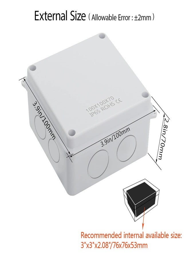 LeMotech Junction Box, Electrical Box IP65 Water Resistant Dustproof ABS Plastic Project Enclosure for Electronics White, External Size 3.9 x 3.9 x 2.8 inch - Image 2